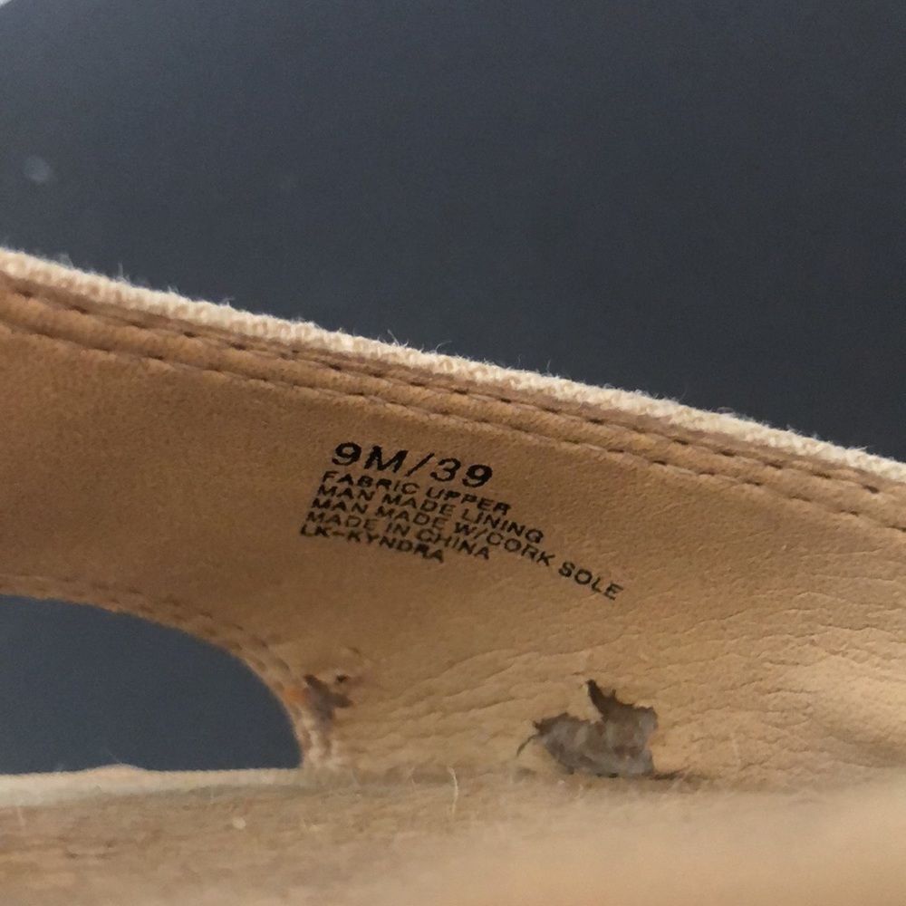 Lucky Brand Women’s Wedge Sandals Size 9 Beige Espadrille Ankle Strap Peep Toe - Picture 11 of 13